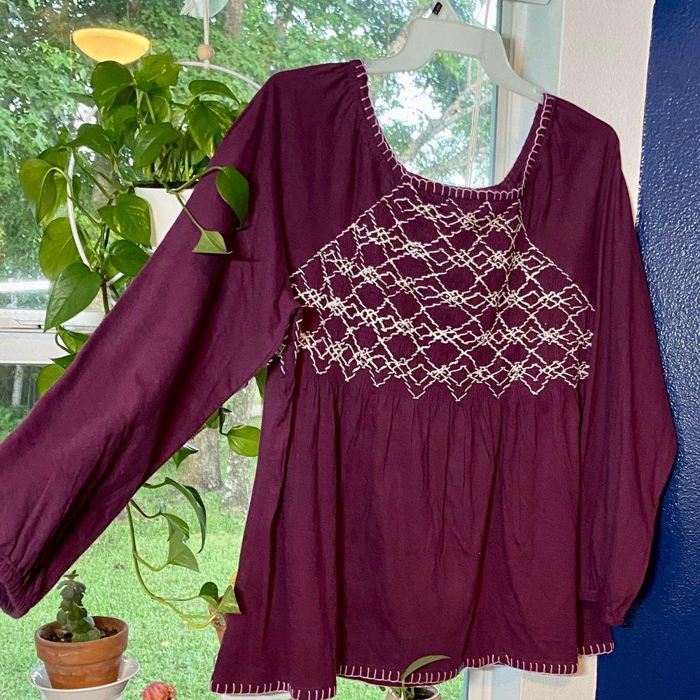Roaman’s wine/burgundy blouse!